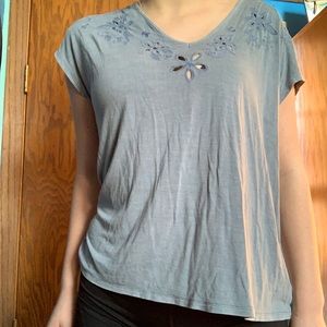 American Eagle floral cutout top.